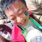 開会式後にステージから降り、みんなと直接乾杯するてんちょさんを至近距離でパシャリ。よなよなエールのフェイスペイントが可愛いです