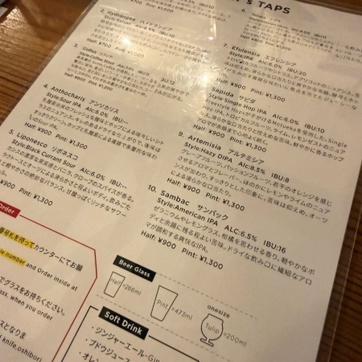 VERTERE Brewery & Bottle Shop　BEER MENU